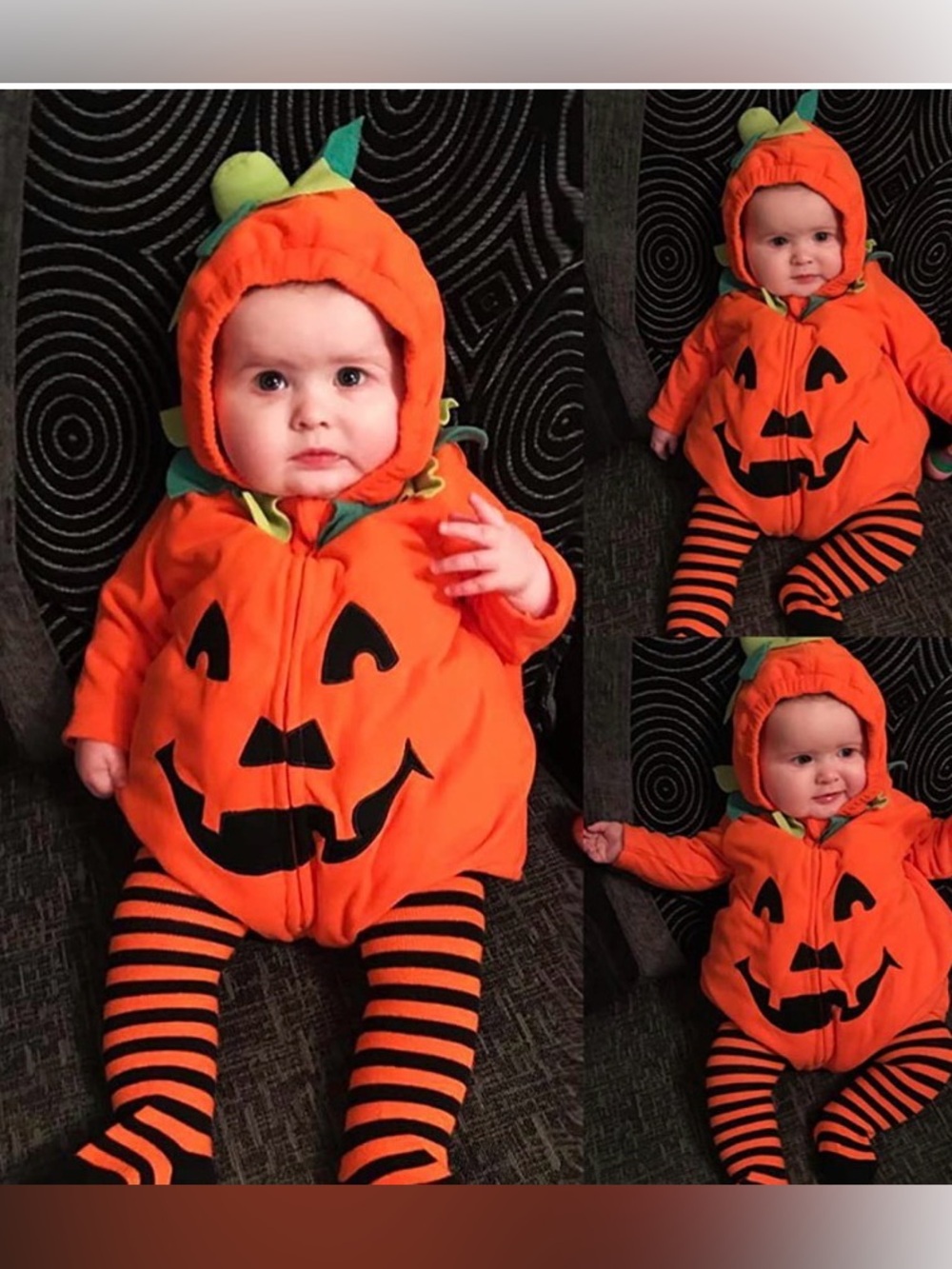 Cute Baby Halloween Pumpkin Costume For Boys Girls (0-6months) cotton fabric
